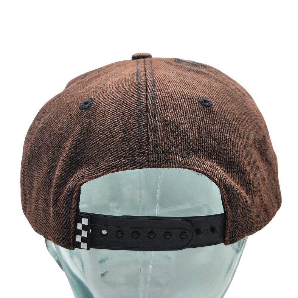 Vans Brown Denim Snapback Hat With Embroidered Orange Logo - Picture 5 of 12